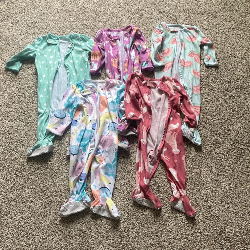 5 Carters light weight footed pajamas